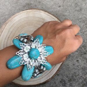 Turquoise flower statement bracelet. 47